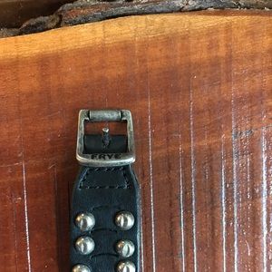 Frye Leather & Silver Metal Stud Bracelet Unisex